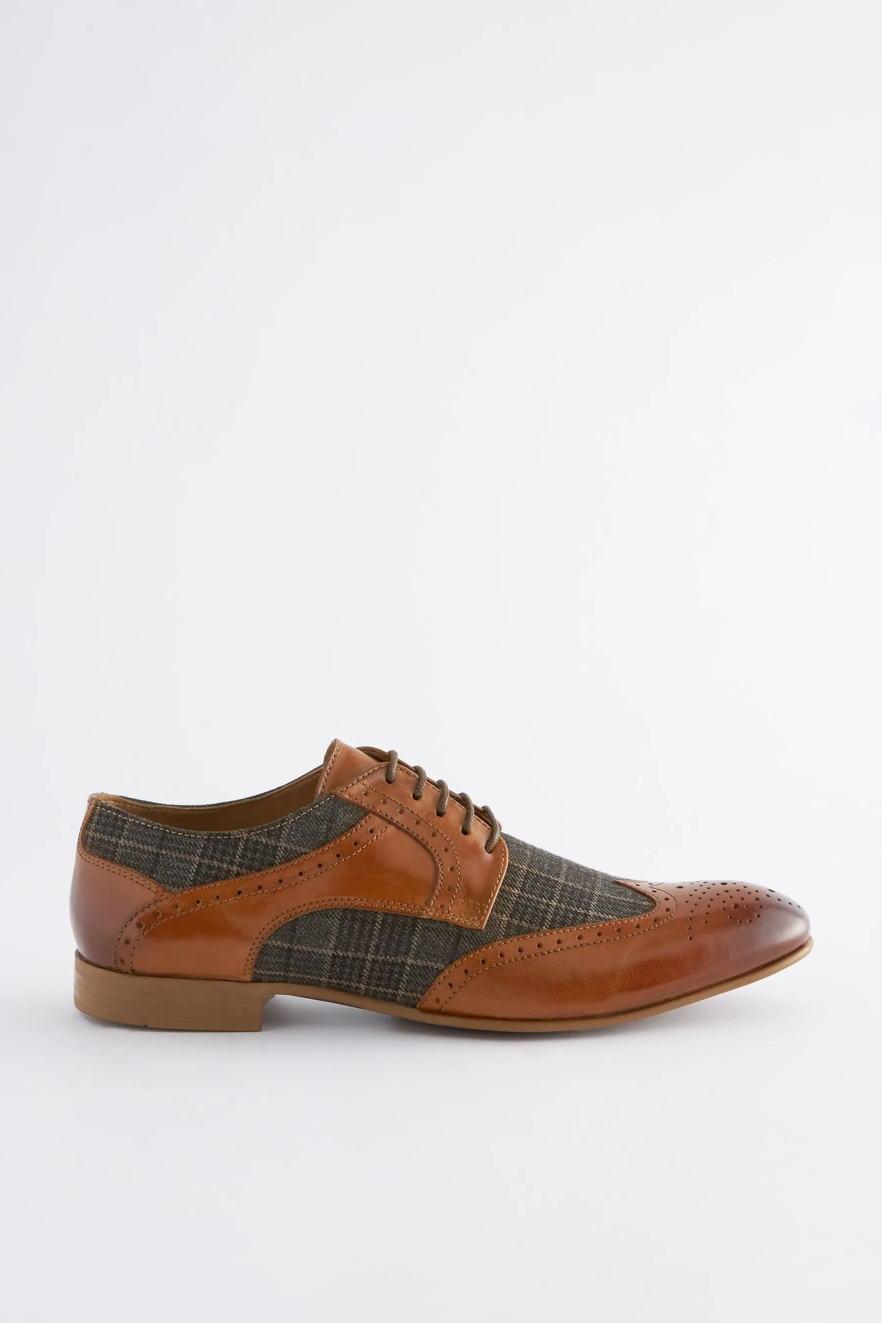 Marrone chiaro   - Scarpe brogue in pelle e A quadri
